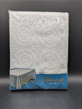 White Lace Tablecloth Rectangular Vintage Scalloped Edge New in Package 60x90